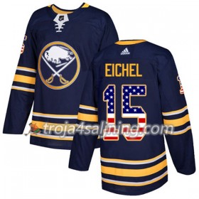 Buffalo Sabres tröja Jack Eichel 15 Adidas 2017-2018 Marinblå USA Flag Fashion Authentic - NHL Tröjor Herr